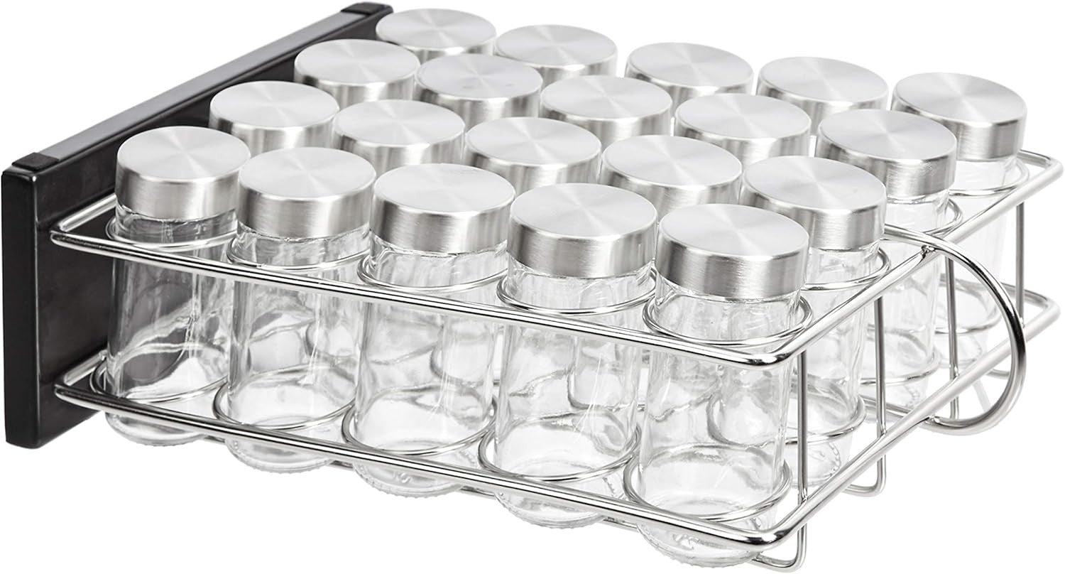 Amazon Basics Alloy Steel 20 Jar Vertical Spice Rack Alloy Steel Silver New