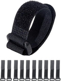 Hook Loop Cable Straps Black Reusable Adjustable Fastening Durable 10 Pieces New