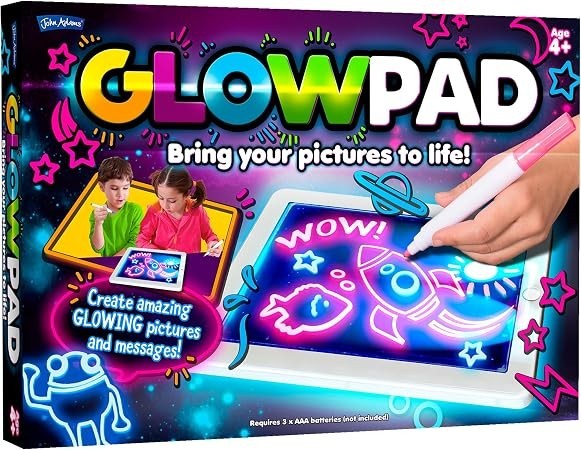 John Adams Glowpad Light Up Drawing Mess Free Arts Crafts Kids 20x24cm Used