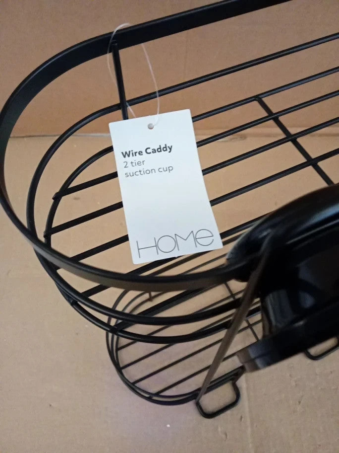 Argos Home Suction Cup Wire 2 Tier Shower Caddy Made Of Steel Black New