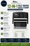 Cathedral Products 12 In 1 Self Inking Date Stamp Plus 12 Phrases 3.8mm