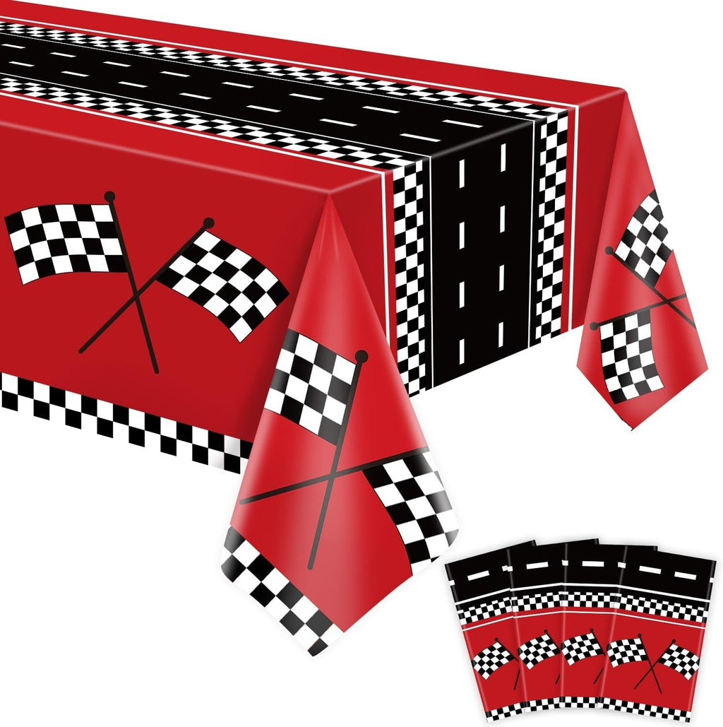 Racing Car Tablecloths Racetrack Covers 4 Pieces Birthday Party Decorations Red
