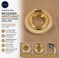 Knightsbridge Recessed Spotlight Tilt Twist & Lock Downlight Brass Aluminium