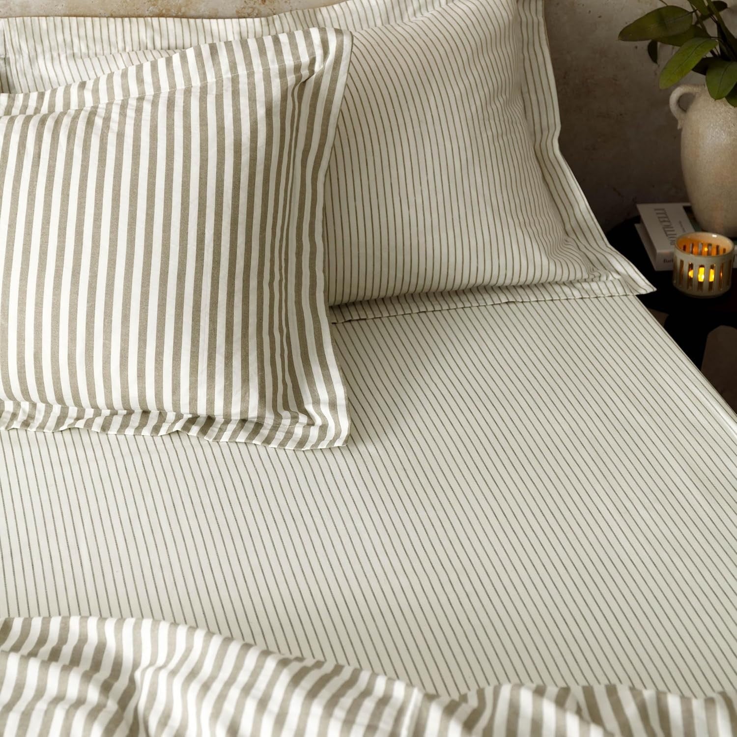 Furn Yard Hebden 100% Cotton Narrow Fitted Sheet Ultra Soft Stripe 2x1.8m New