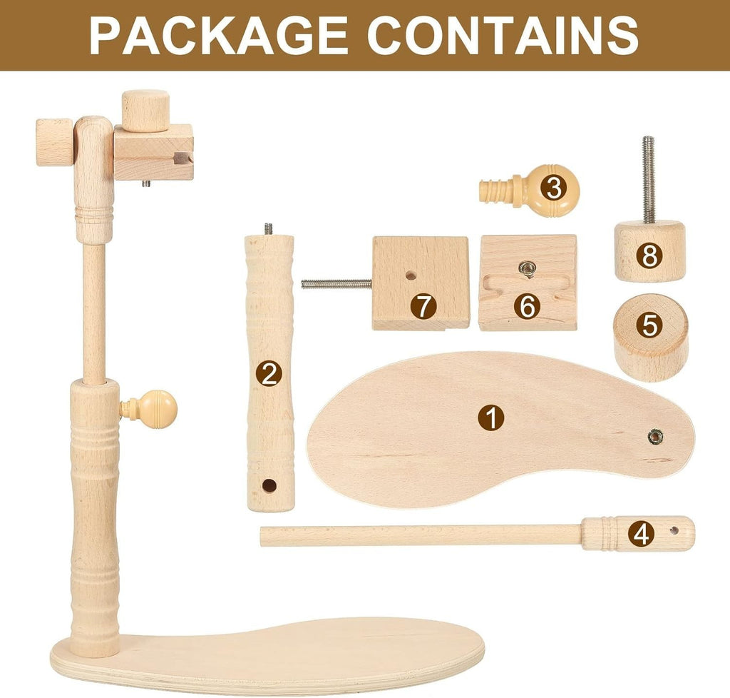 Patikil Adjustable Embroidery Hoop Stand Beech Wood Cross Stitch Holder New