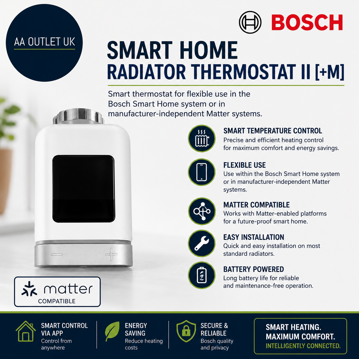 Bosch Smart Home Radiator Thermostat II +M Smart Thermostat Flexible Systems