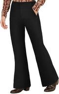 AYBUY Mens 70s Disco Flared Bell Bottom Trousers Retro Fancy Dress Black Design