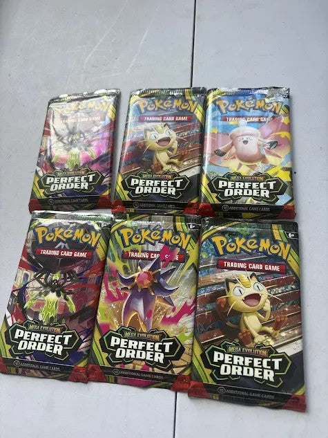 Pokemon TCG Mega Evolution Perfect Order Bundle 6 Booster Packs 6+ Opened Used