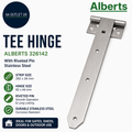 Alberts 326142 Tee Hinge Riveted Pin Stainless Steel Strip 292x34mm