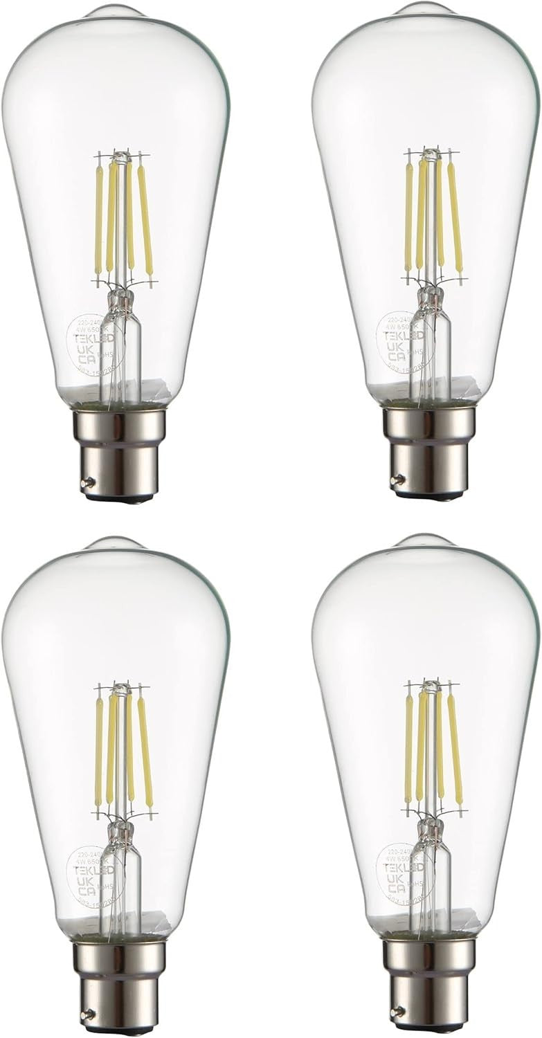 Tekled ST64 Filament Vintage LED Bulbs B22 Bayonet Cap Energy Saving 4W New