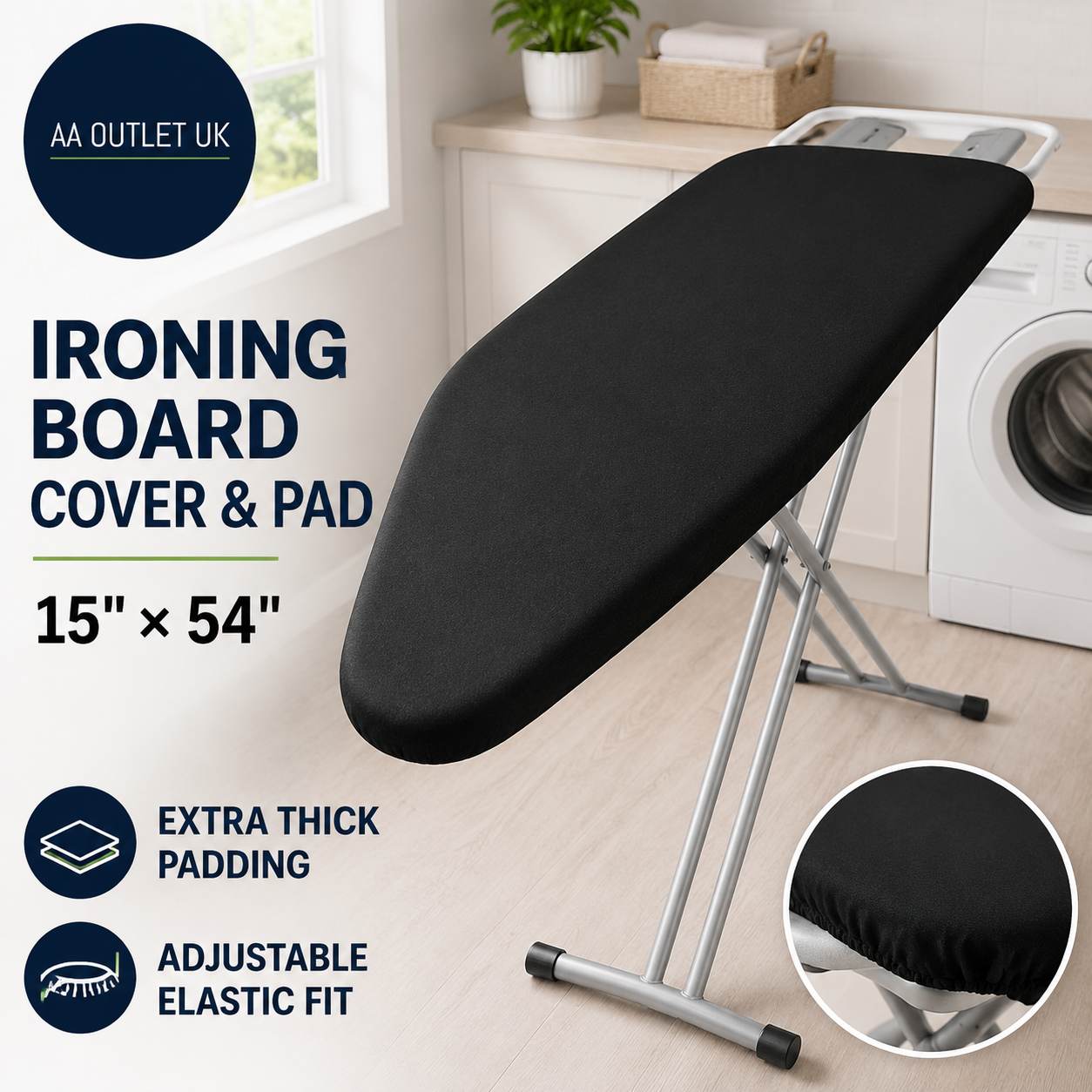 Savuk Ironing Board Cover Pad With Standard Size 15x54 Adjustable Elastic