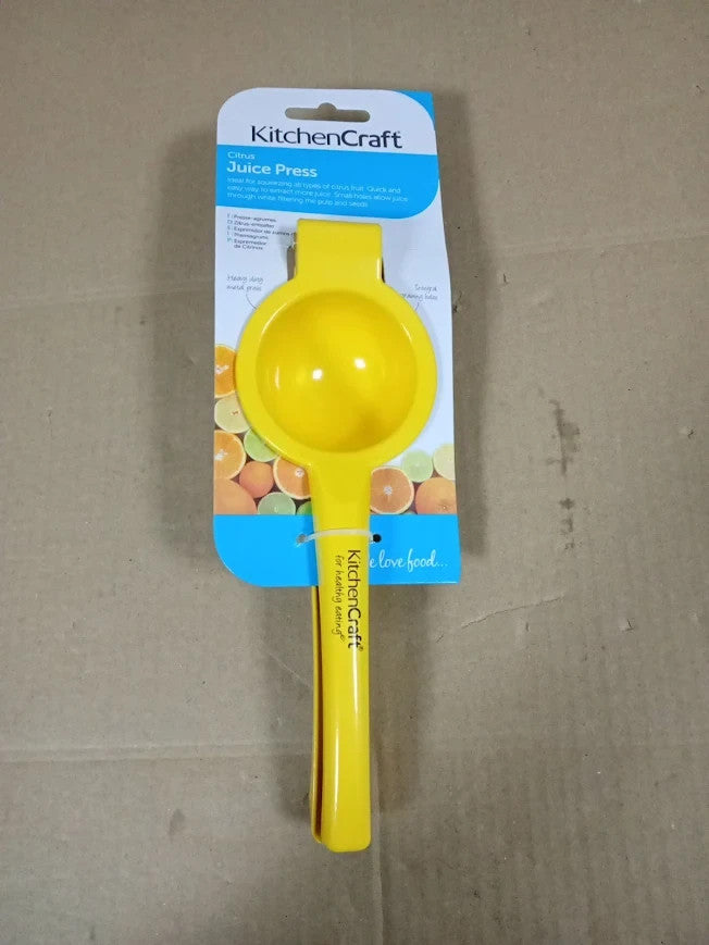 KitchenCraft Lemon Squeezer Handheld Lemon Juicer 22x7.5x4.5cm Yellow New