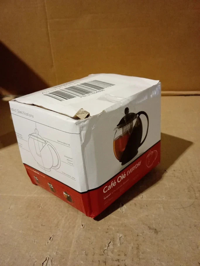 Cafe Ole Everyday Teapot Black 710ml  25oz  Serves 3-4 Stainless Steel