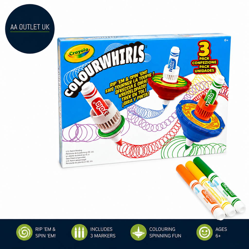 CRAYOLA Colourwhirls 3 Pack Rip Em & Spin Includes 3 Colourwhirls  Ages 6+