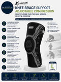 Kuangmi Knee Brace Support Adjustable Compression Arthritis ACL Meniscus Large