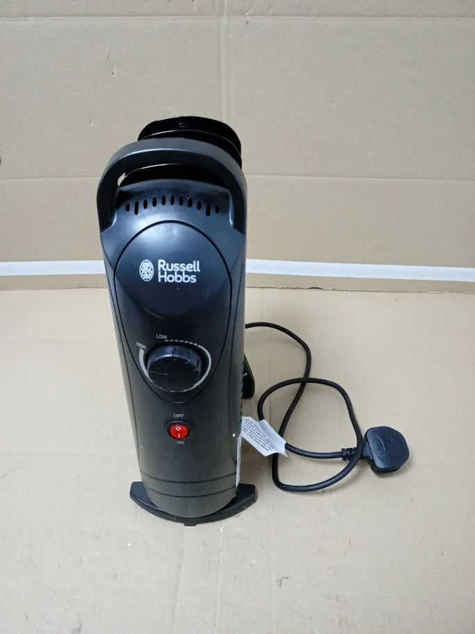 Russell Hobbs 650W Oil Filled Radiator 5 Fin Portable Electric Heater Black