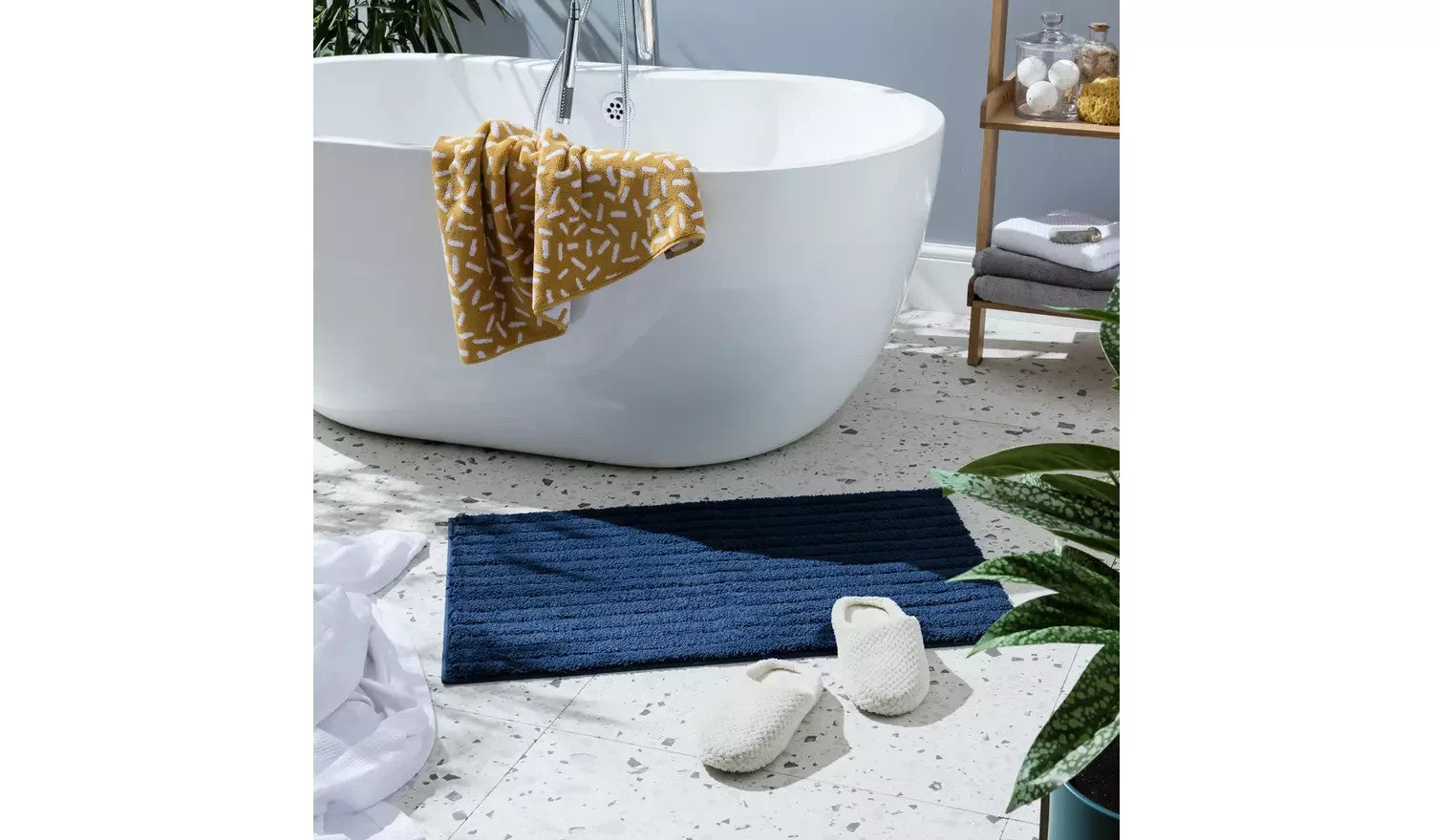 Habitat Navy Supersoft Quick Dry Bath Mat Bathroom Shower Floor Rug Design New