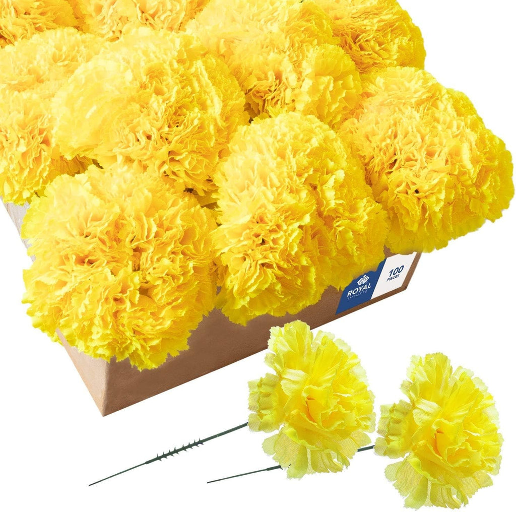 Royal Imports Yellow Silk Carnations Artificial Fake Flower Bouquets New
