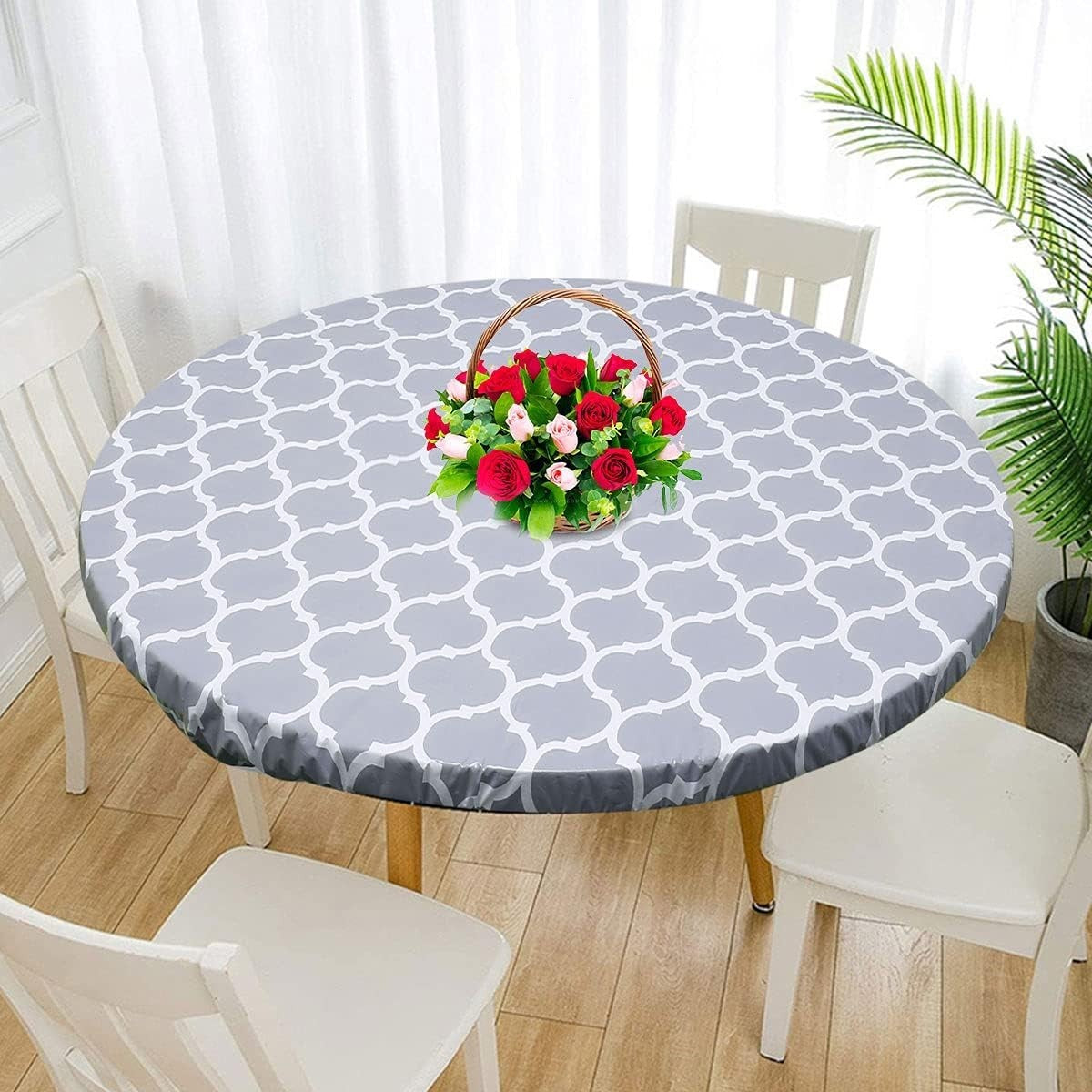 Round Table Protector Wipeable Circle Elastic Edged Fitted 110x110cm New