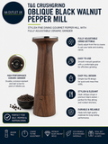 T&G CrushGrind Oblique Black Walnut Pepper Peppercorn Mill 20.5cm Stylish Fine