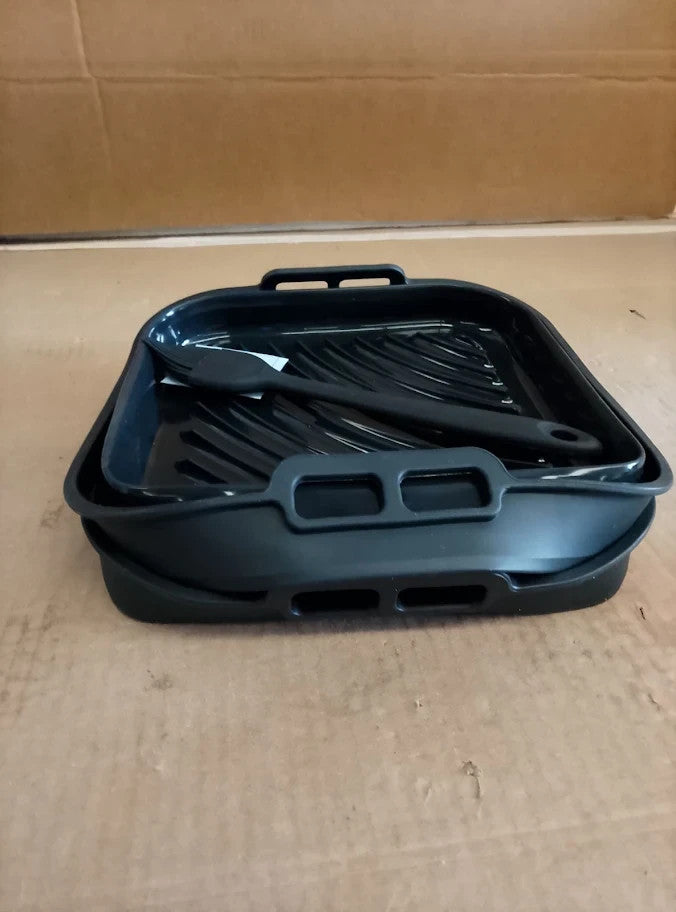 Alyvisun Silicone Air Fryer Liner Oil Brush 2pcs Foldable Baking Trays New