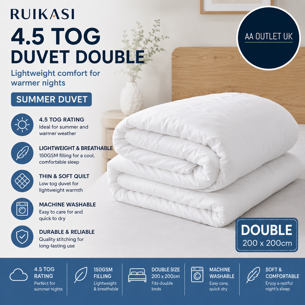Ruikasi 4.5 Tog Duvet Double Summer Low Thin 150GSM Lightweight 200x200cm