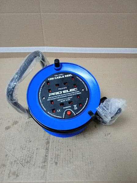 Pro ELec PEL01273 4 Gang Mini Cable Reel Mains Extension 10m New