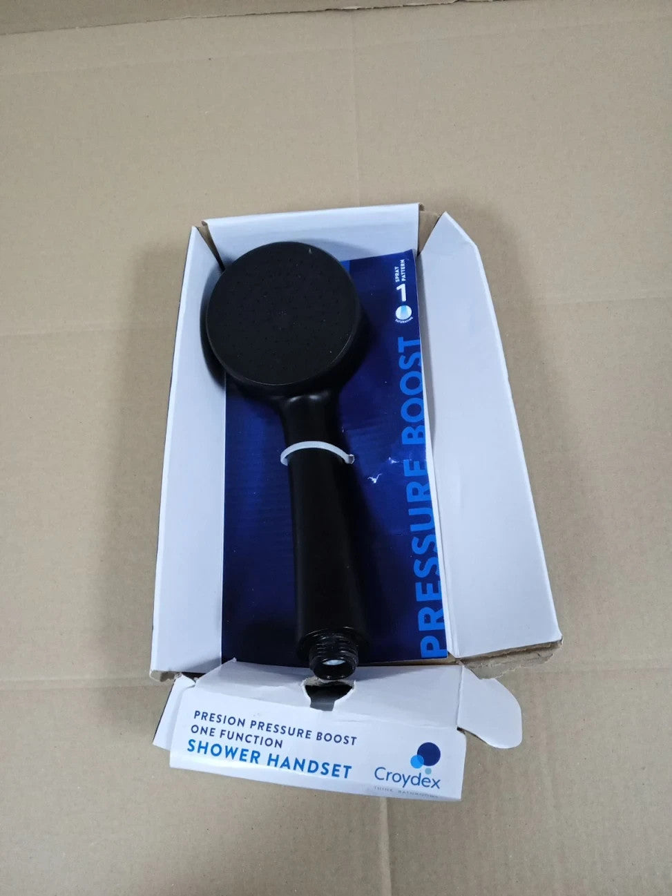 Croydex Presion Matt Black Shower Boost Heads Low Pressure 50% Water Saving New