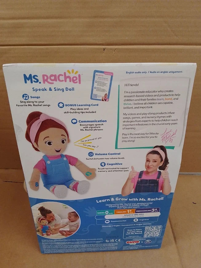 Ms Rachel Official Speak Sing Interactive Doll 16in Toddler Toy Songs Design New
