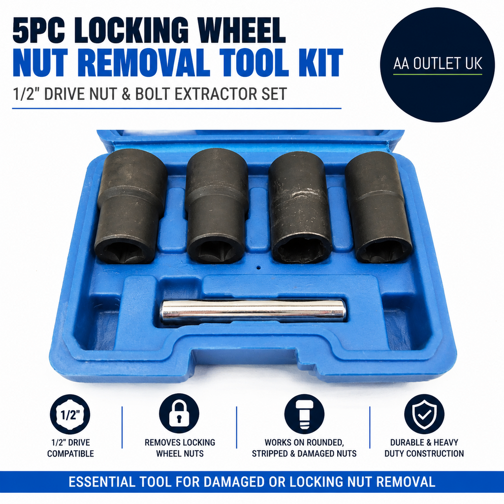 Orion Motor Tech 5pc Locking Wheel Nut Removal Tool Kit 1/2in Drive Nut Set