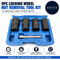 Orion Motor Tech 5pc Locking Wheel Nut Removal Tool Kit 1/2in Drive Nut Set