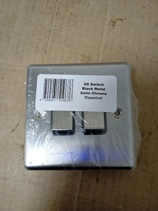 Aet CSC2GSWIBS 10A 2 Gang 2 Way Satin Finish Chrome Classical Double Black