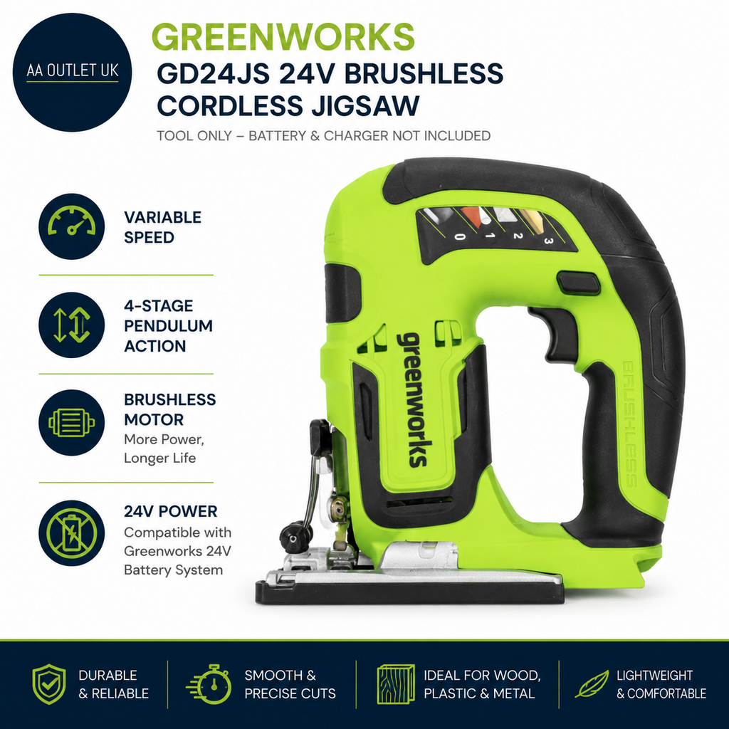 Greenworks GD24JS 24V Brushless Cordless Jigsaw Tool Only Variable Speed