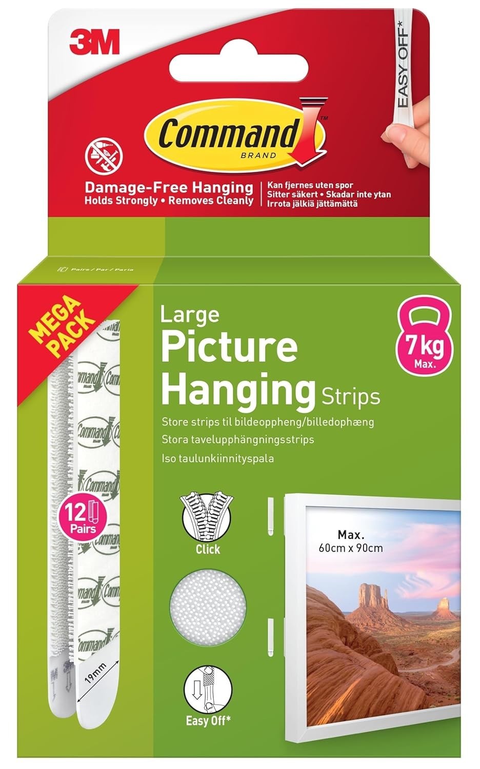 Command Picture & Frame Hanging Strips Value Pack Large 10 Pair White New