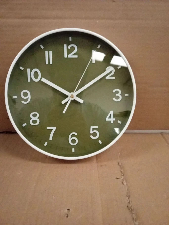 Mabpedo Modern Wall Clock 10inch Digital Battery Operated Round Green New