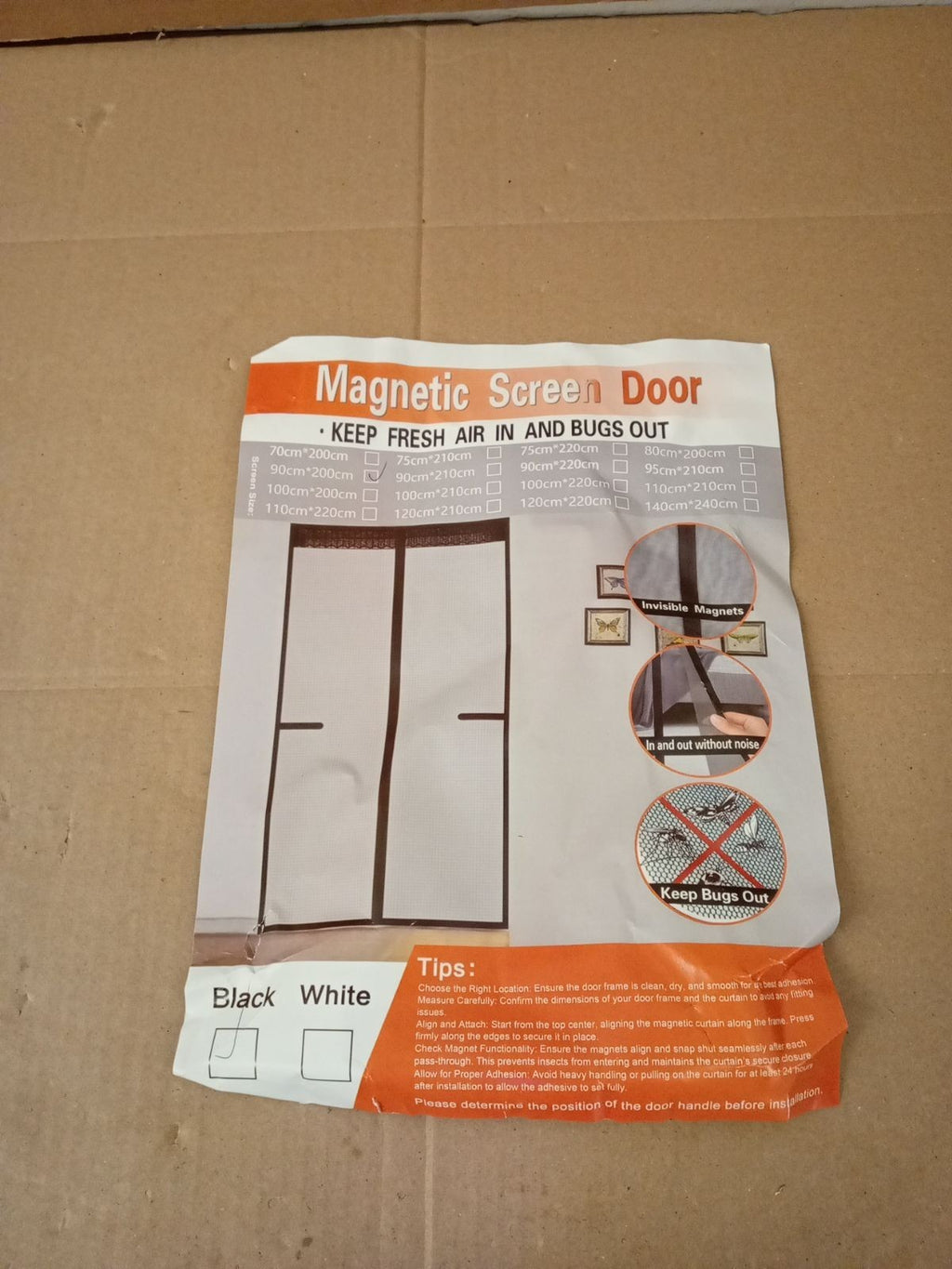 Fiberglass Magnetic Screen Door Anti Mosquito Mesh Fly Curtain 90x200cm Black