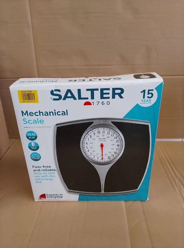 Salter Mechanical Bathroom Scales Black Easy Read Dial 5.5x30x30cm