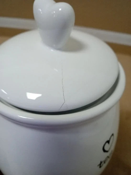 Premier Housewares Charm Tea Canister Dolomite Durable Stain Resistant White
