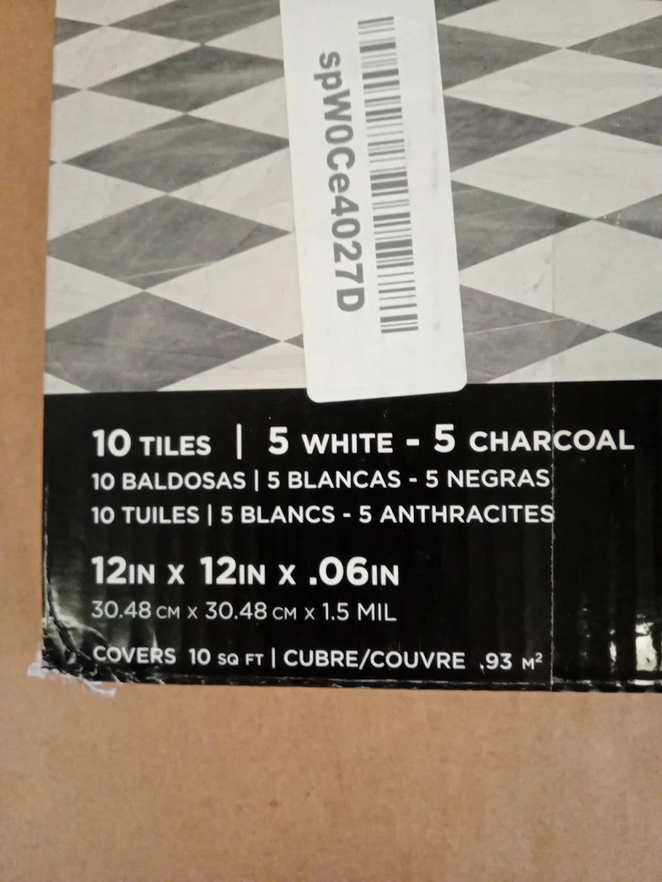 Chris Loves Julia FloorPops 12x12x.06in Grey White Marble Bonneville Peel New