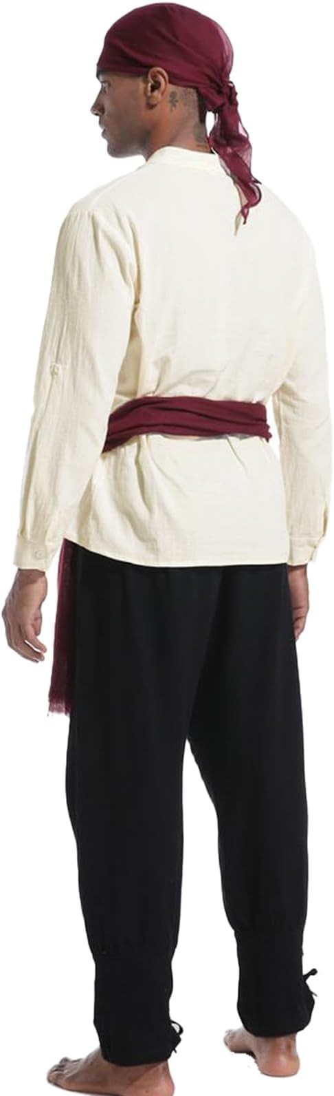 Pirate Costume 7pcs Men Shirt Trousers Scarf Belt Cosplay Halloween XL New