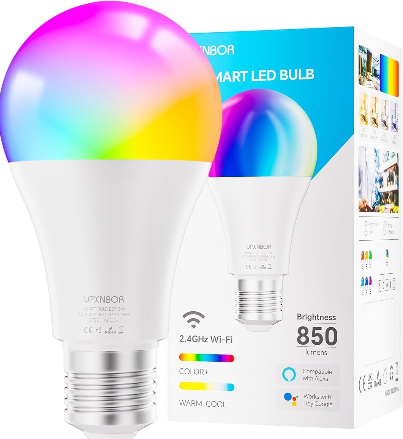 E27 Smart Light Bulb Alexa WiFi Smart 9W 1 Pack Google Assistant Dimmable New