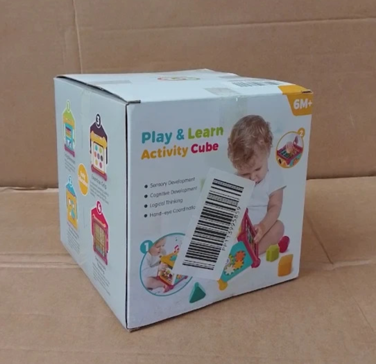 6 in 1 Baby Activity Cube Montessori Toy Shape Sorter Sensory Learning 6M+