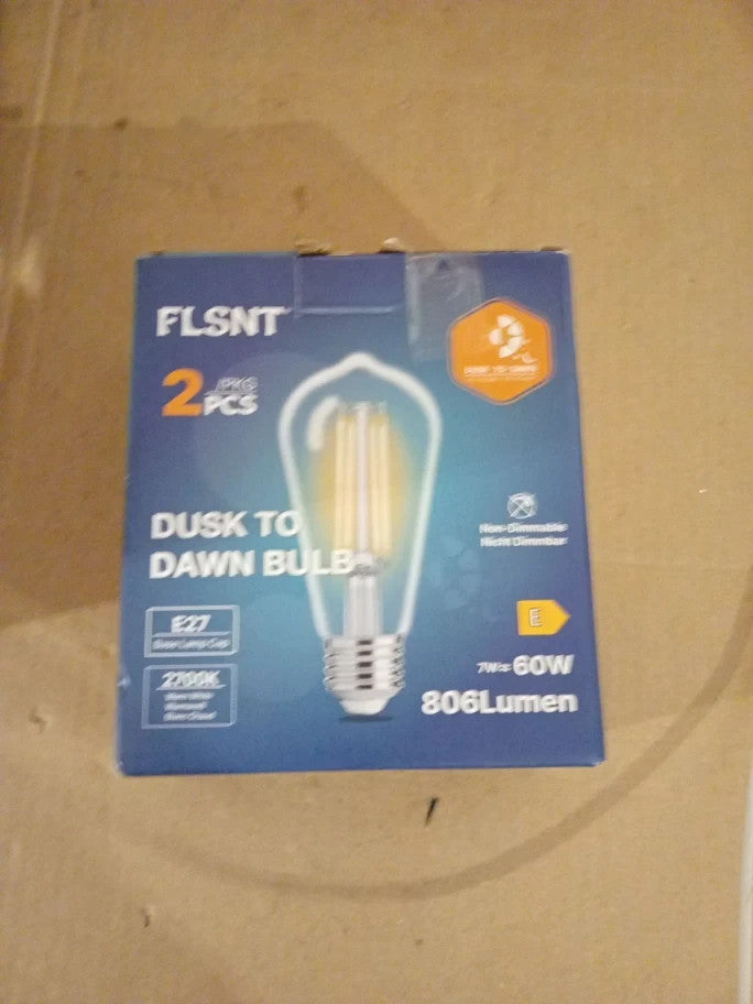 Flsnt Outdoor Light Sensor Dusk To Dawn Light Bulbs 60W Equivalent 7W ST64 LED