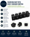 Sourcing Map 5pc KCD11 AC 125V 6A 250V 3A SPST 2 Terminal 2 Position On Off New