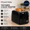 Russell Hobbs Textures 2 Slice Toaster Extra Wide Slots 6 Browning levels