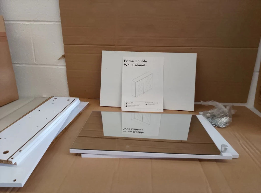 Argos Home Prime 2 Door Mirrored Cabinet White 50x60x14cm New