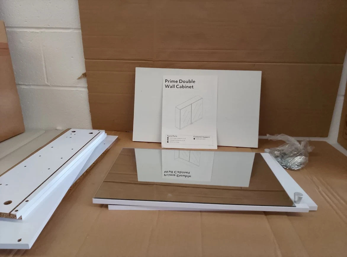 Argos Home Prime 2 Door Mirrored Cabinet White 50x60x14cm New