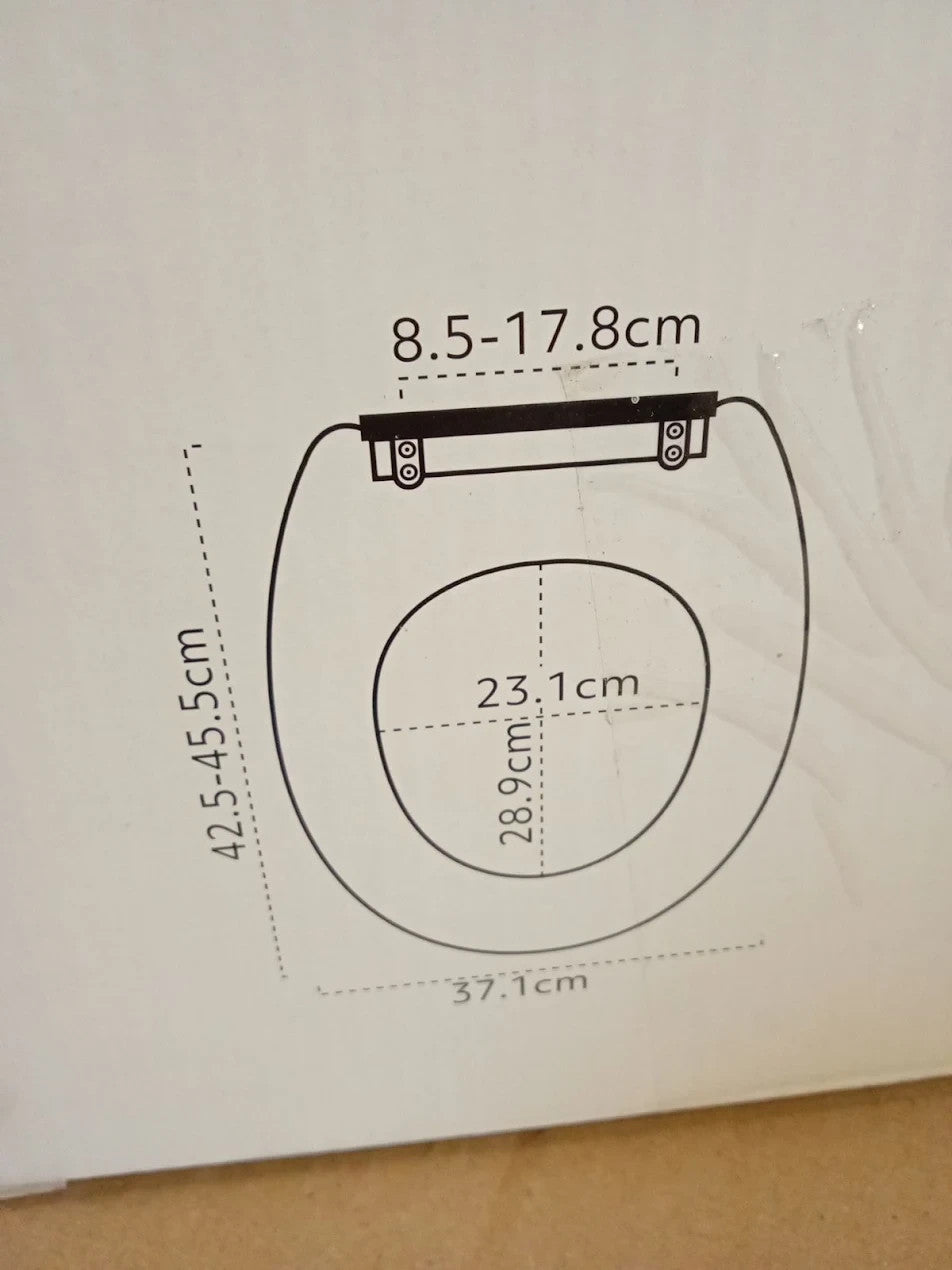 Home Black Glitter Slow Close Toilet Seat 85x178mm Adjustable Hinges