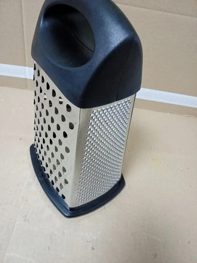 Vogue Heavy Duty Box Grater Stainless Steel Black Four Way 25.4cm Large Handle