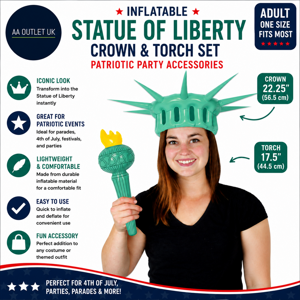 Beistle 22.25in 17.5in Inflatable Adult Statue Of Liberty Costume Crown Torch